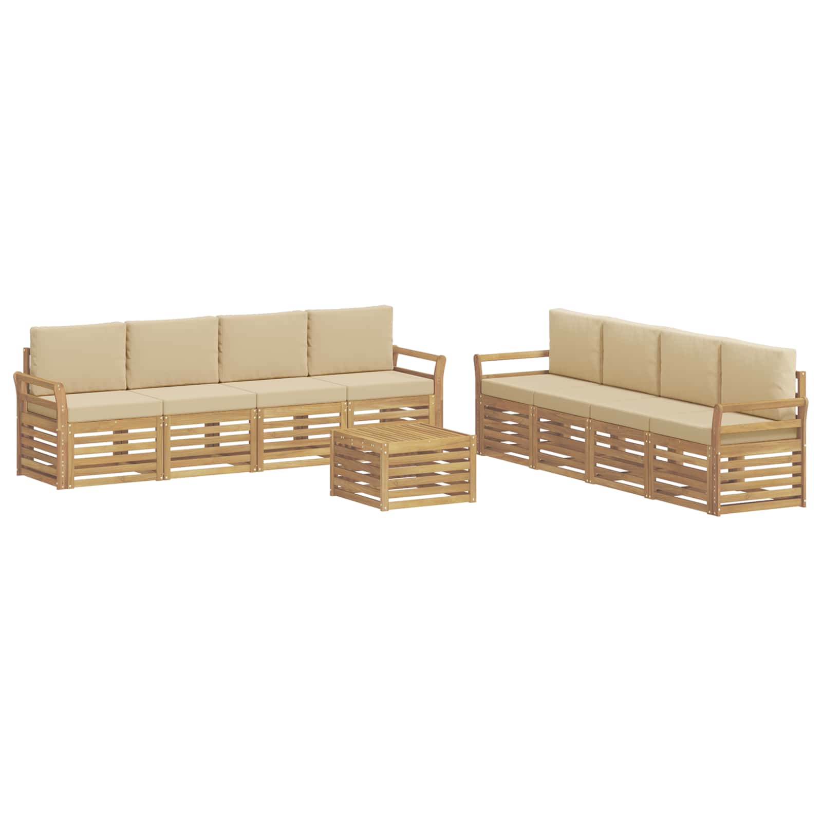 Sofagarnituren 9 pcs Weiß und Beige 59 x 59 x 37 cm Polyester