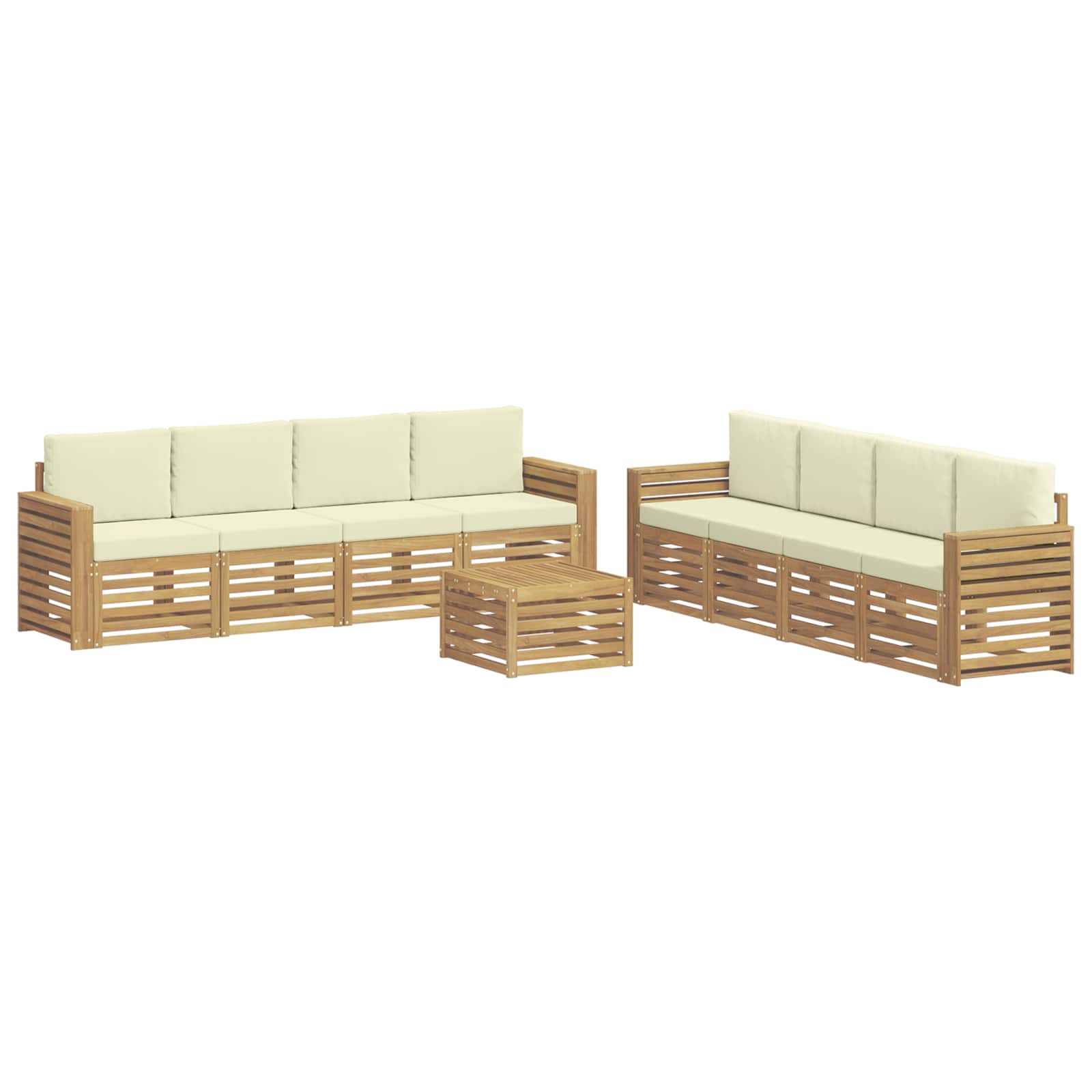 Sofagarnituren 9 pcs Weiß und Creme 59 x 59 x 37 cm Polyester