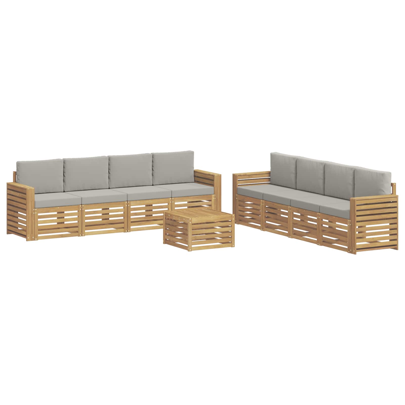 Sofagarnituren 9 pcs Weiß und Hellgrau 59 x 59 x 37 cm