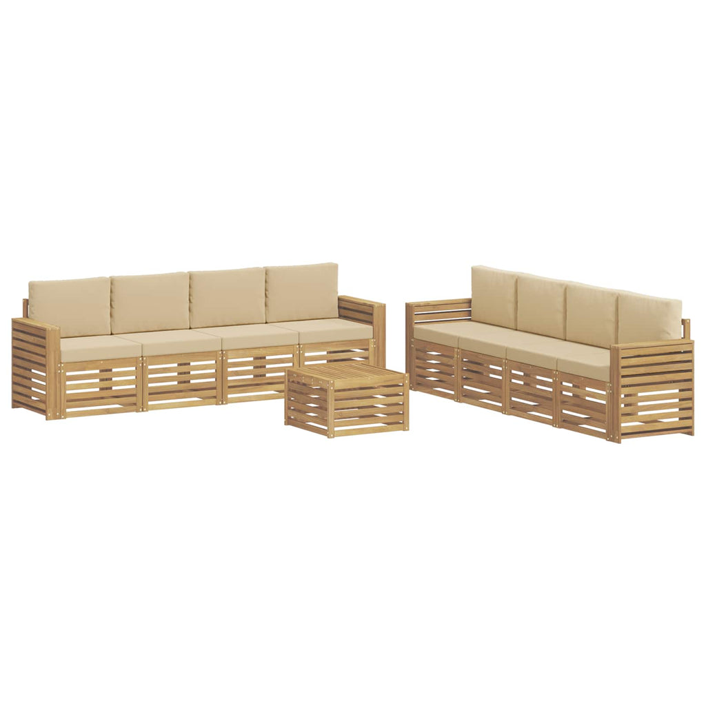 Sofagarnituren 9 pcs Weiß und Beige 59 x 59 x 37 cm Polyester