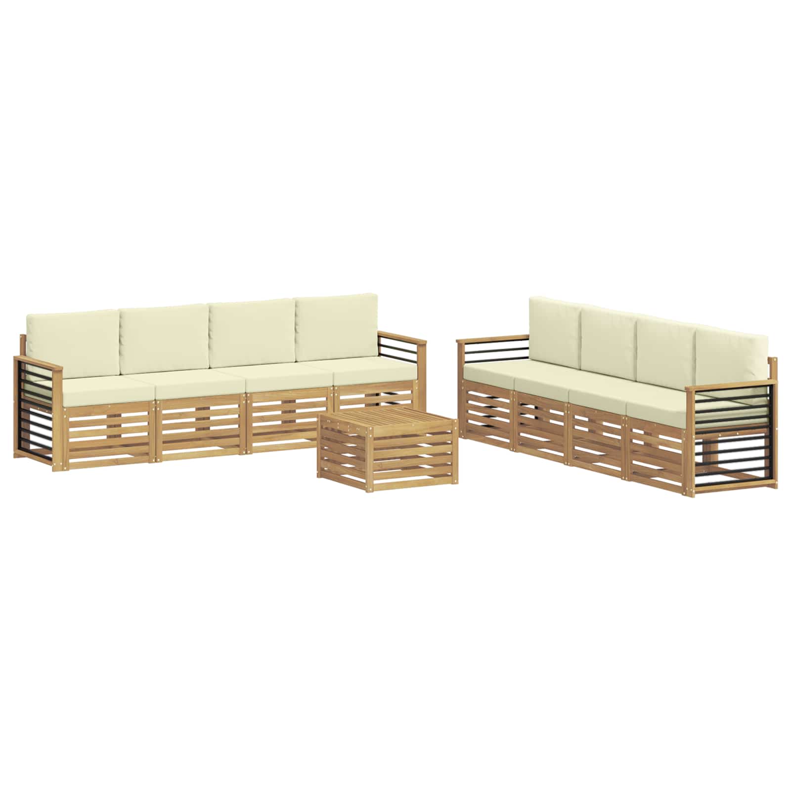 Sofagarnituren mit Kissen 9 pcs Weiß und Creme Polyester