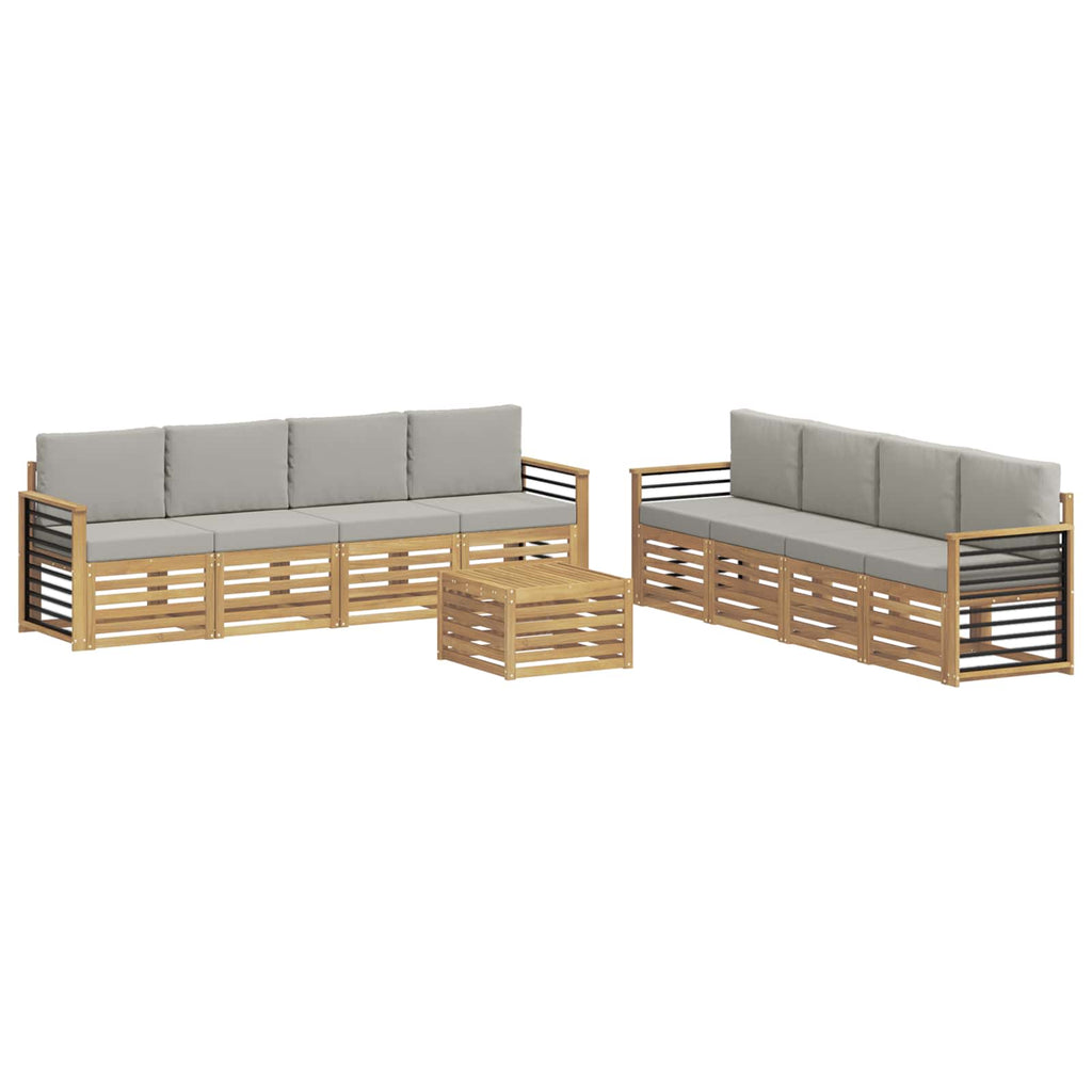 Sofagarnituren mit Kissen 9 pcs Weiß und Hellgrau Polyester