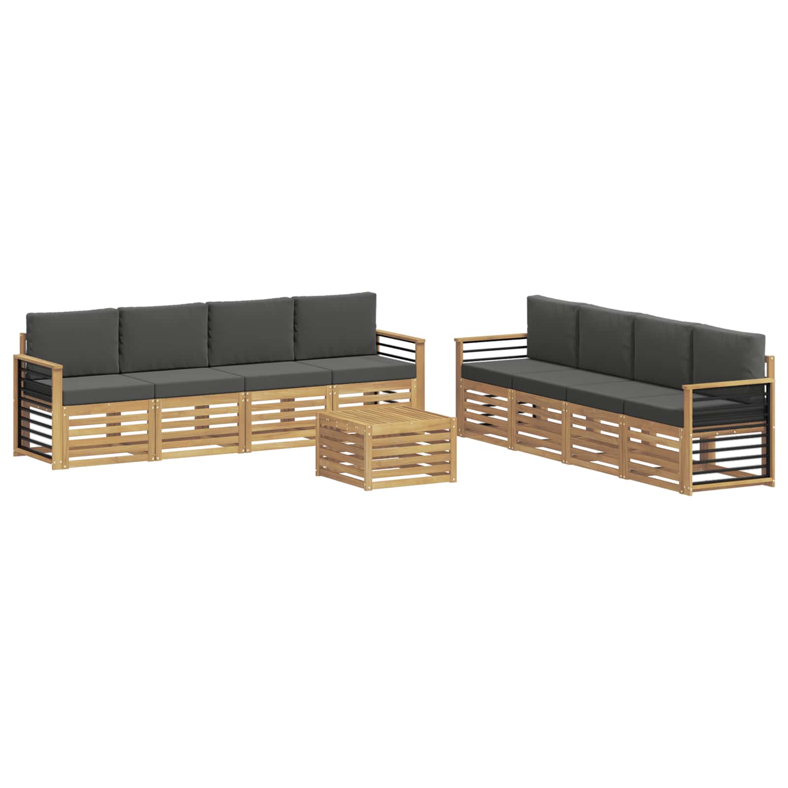 Sofagarnituren mit Kissen 9 pcs Weiß und Anthrazit Polyester