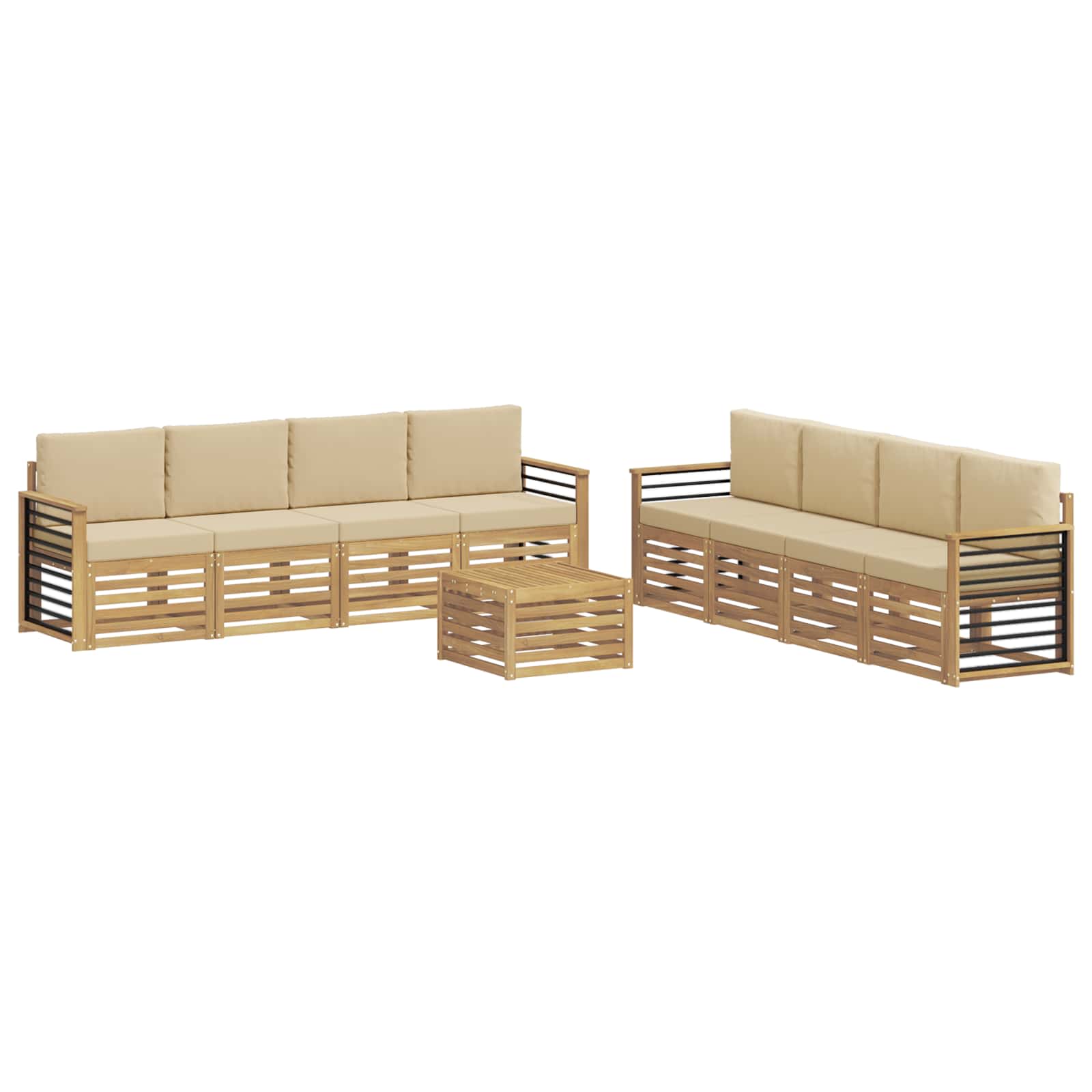 Sofagarnituren mit Kissen 9 pcs Weiß und Beige Polyester