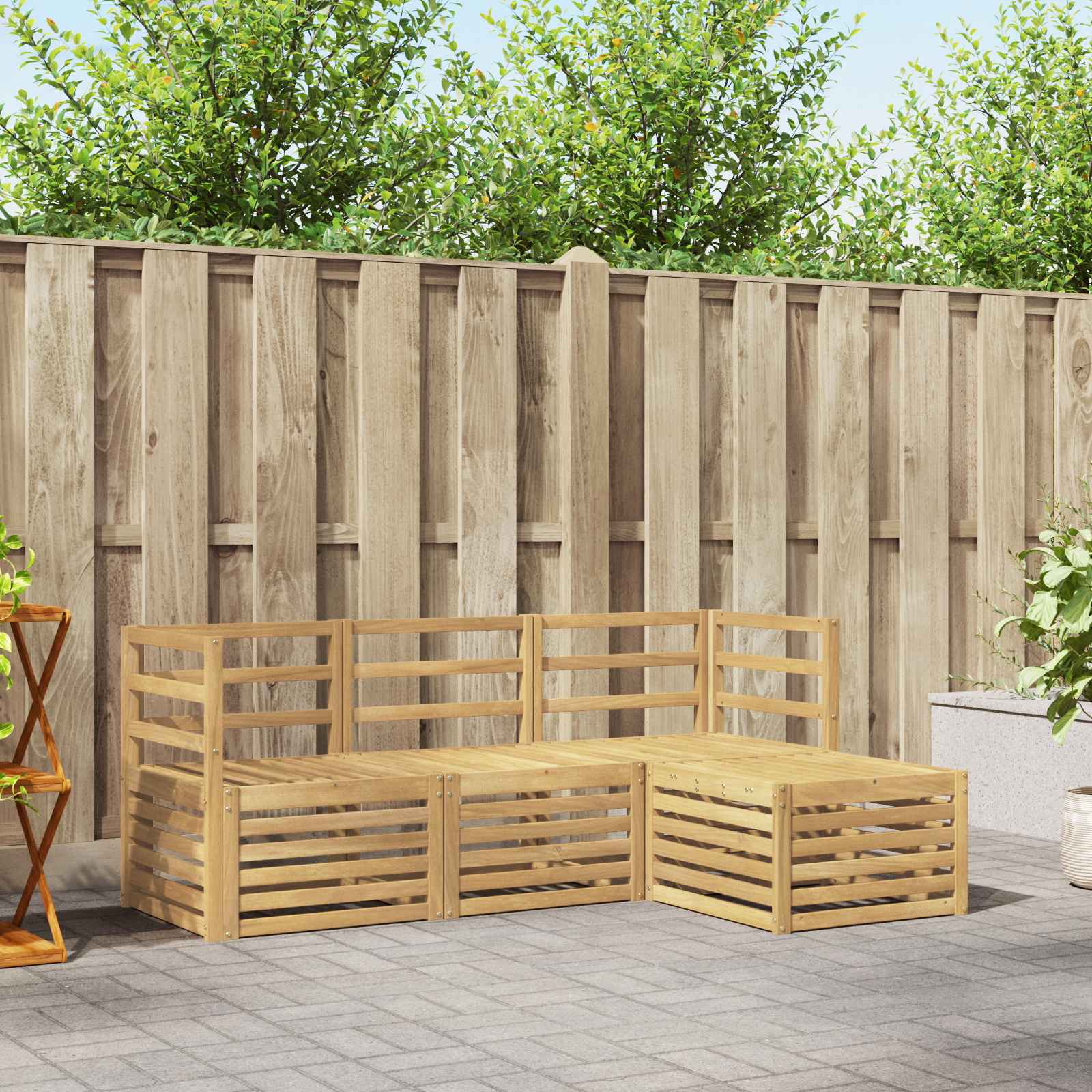 Outdoor-Sofagarnitur 4 pcs Weiß Massivholz Akazie