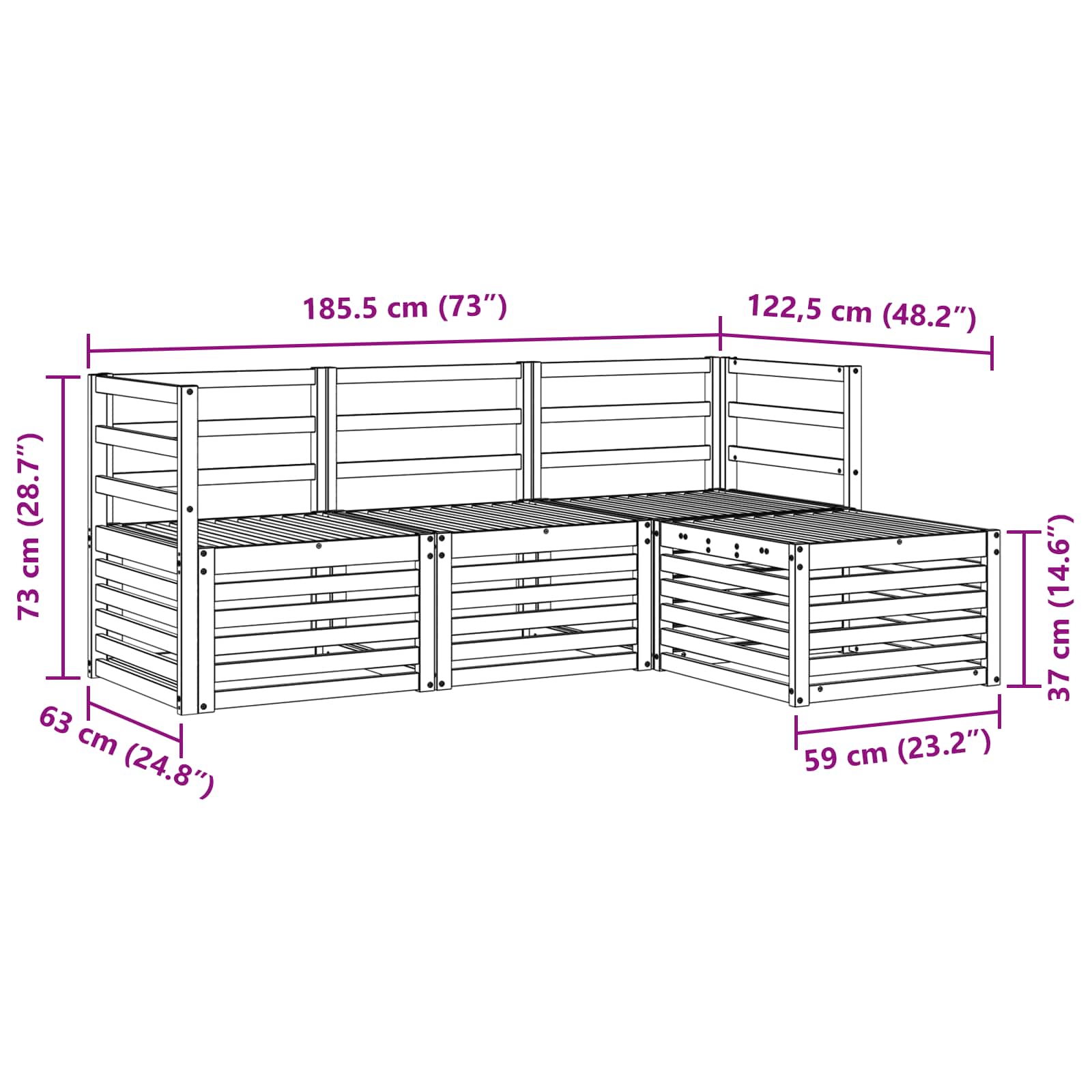 Outdoor-Sofagarnitur 4 pcs Weiß Massivholz Akazie