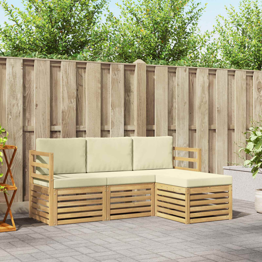Outdoor-Sofagarnitur 4 pcs Weiß und Creme 185,5 x 122,5 x 73 cm