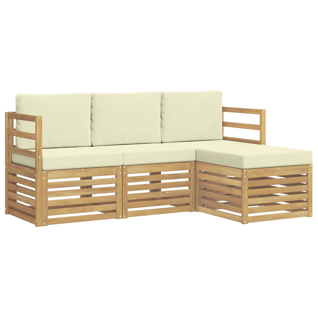 Outdoor-Sofagarnitur 4 pcs Weiß und Creme 185,5 x 122,5 x 73 cm