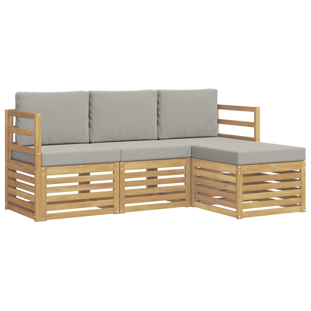 Outdoor-Sofagarnitur 4 pcs Weiß und Hellgrau