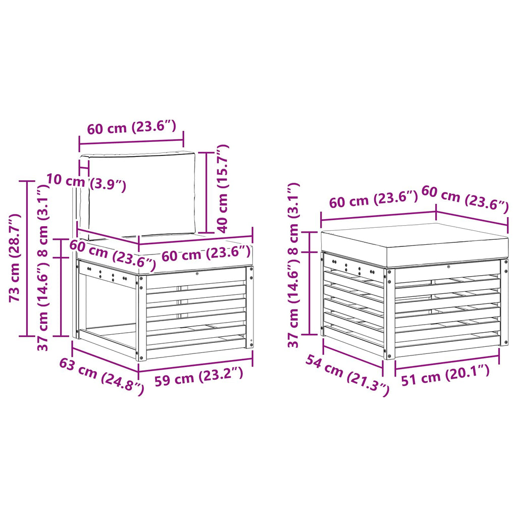 Outdoor-Sofagarnitur 4 pcs Weiß und Anthrazit