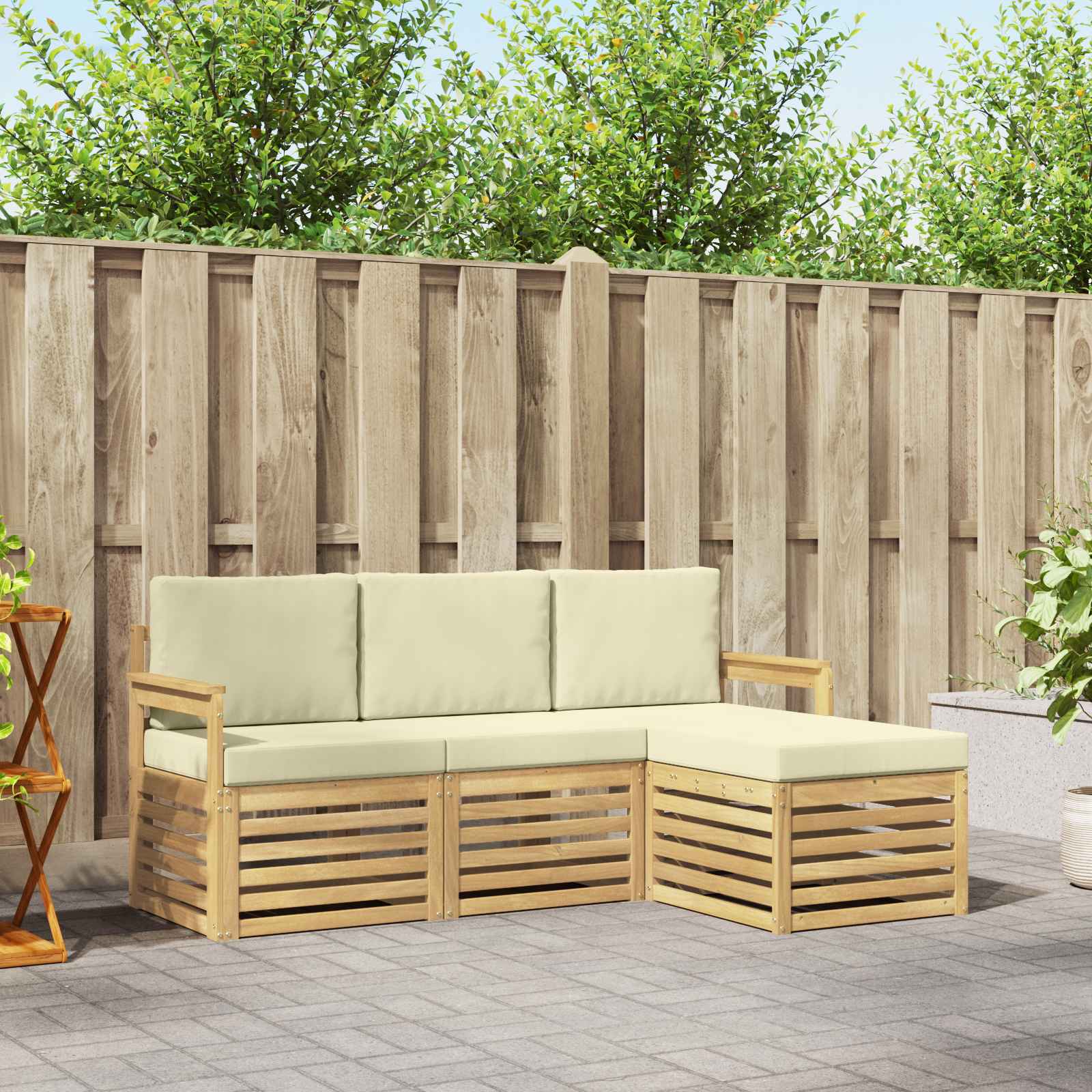 Outdoor-Sofagarnitur 4 pcs Weiß und Creme 189,5 x 122,5 x 73 cm