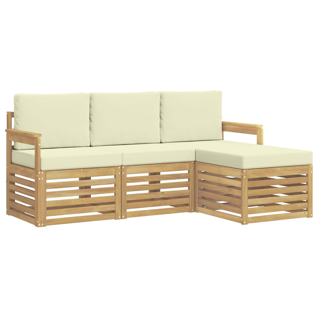 Outdoor-Sofagarnitur 4 pcs Weiß und Creme 189,5 x 122,5 x 73 cm