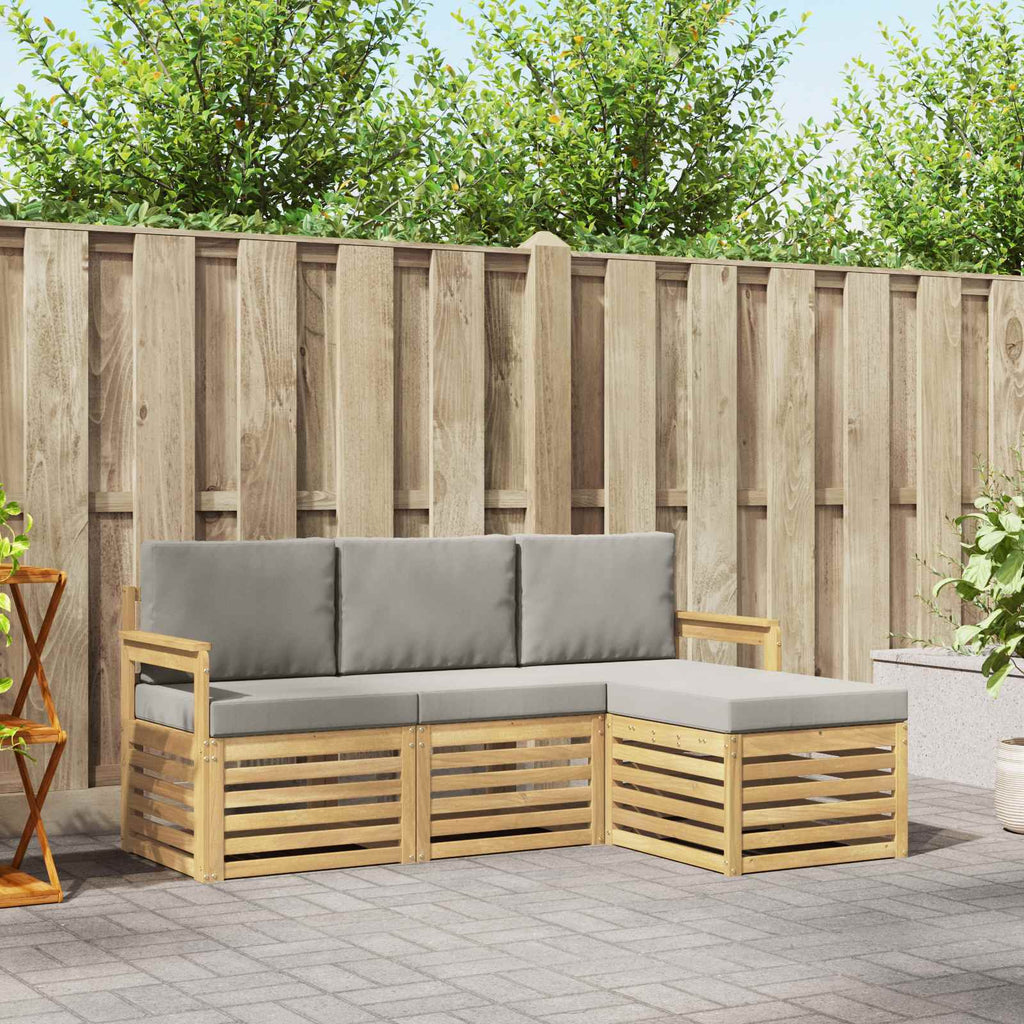 Outdoor-Sofagarnitur 4 pcs Weiß und Hellgrau