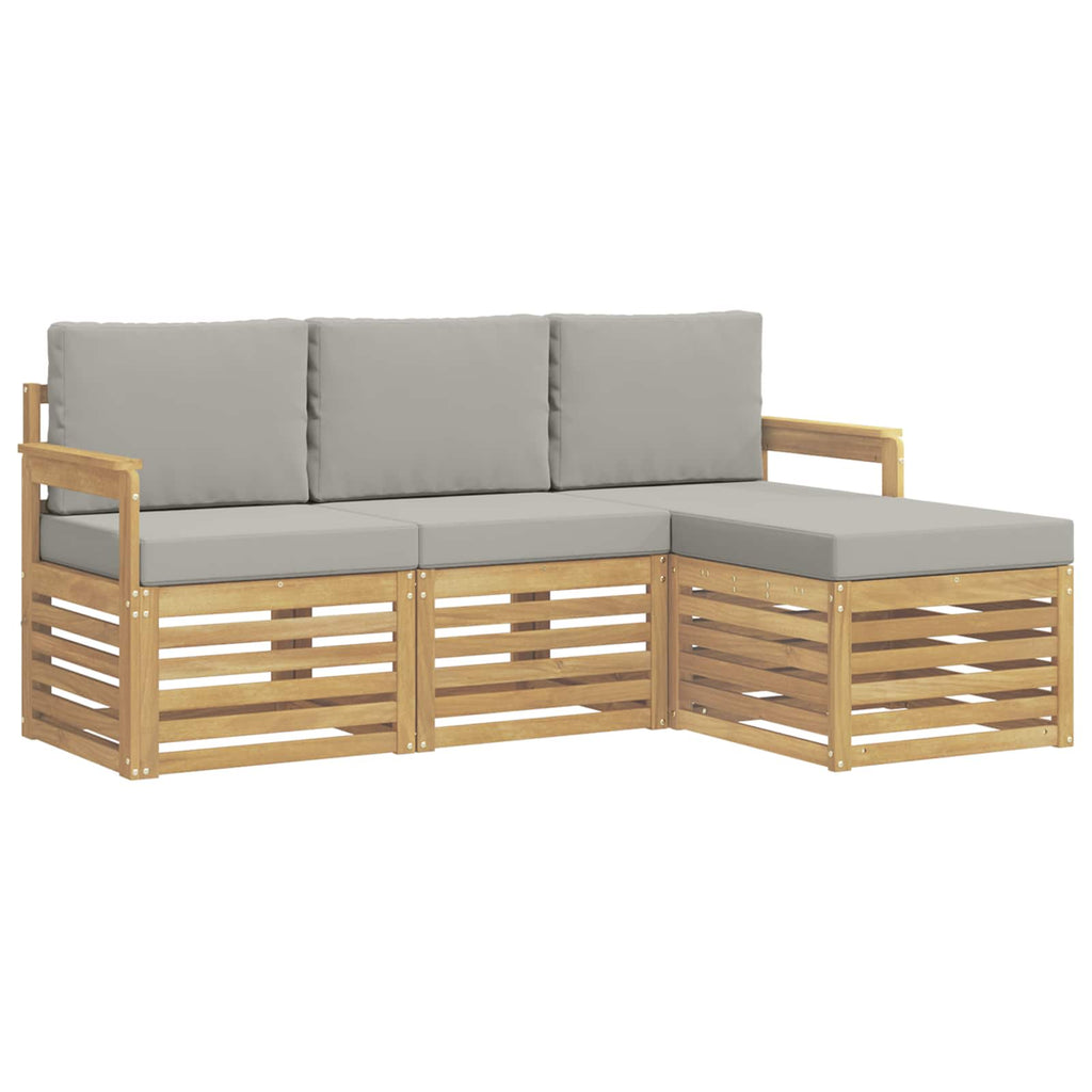 Outdoor-Sofagarnitur 4 pcs Weiß und Hellgrau