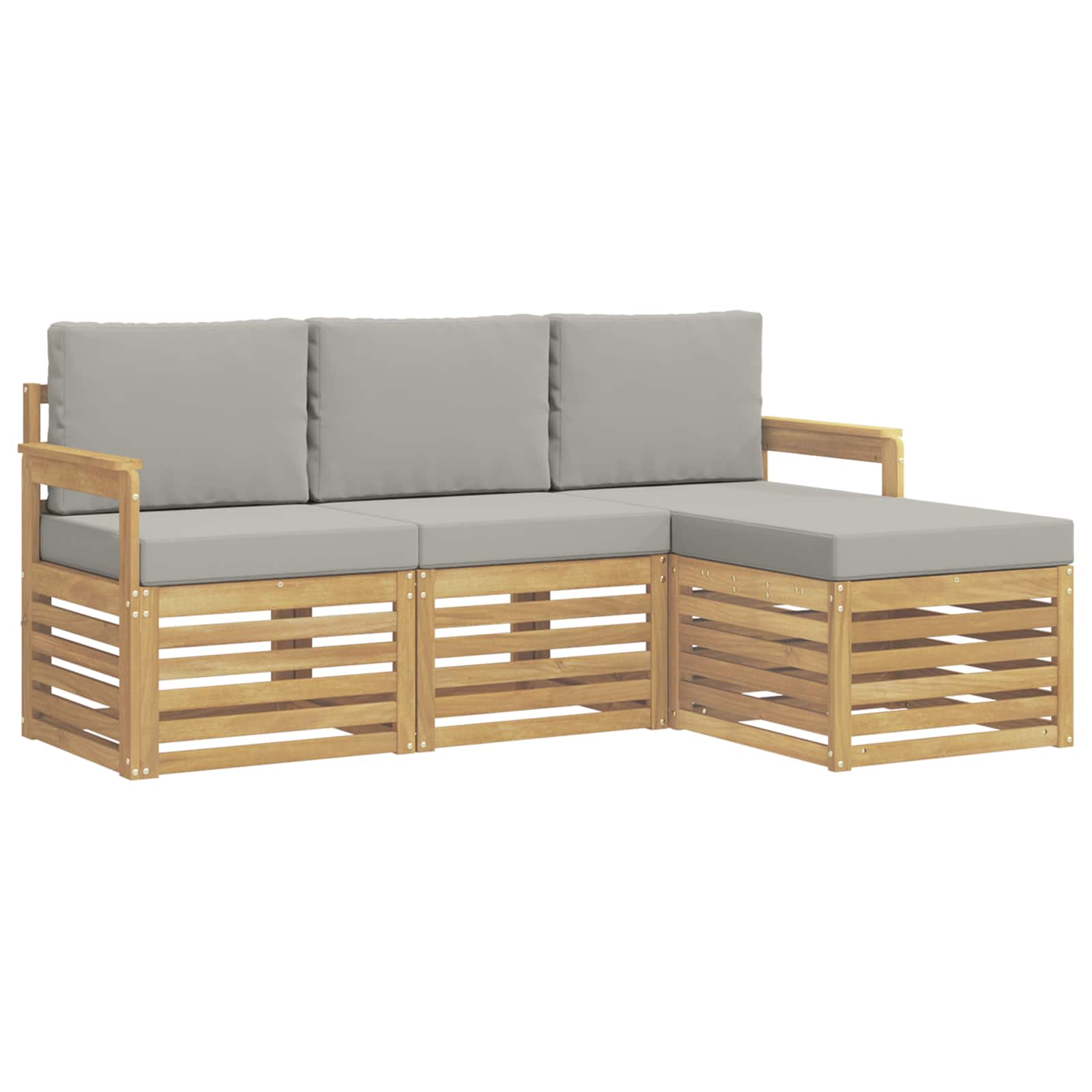Outdoor-Sofagarnitur 4 pcs Weiß und Hellgrau
