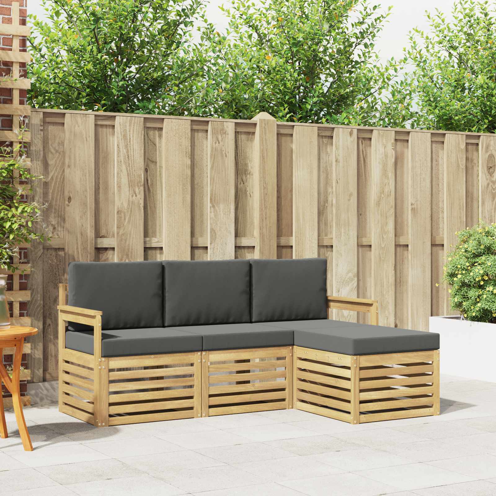 Outdoor-Sofagarnitur 4 pcs Weiß und Anthrazit