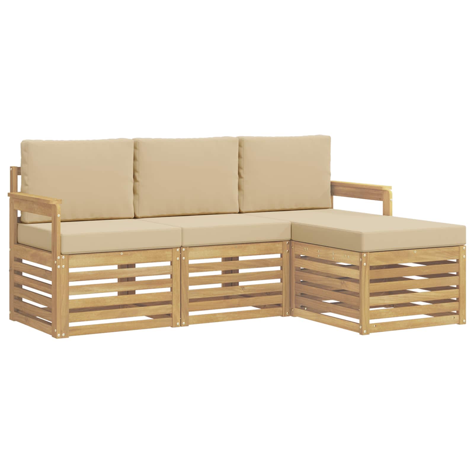 Outdoor-Sofagarnitur 4 pcs Weiß und Beige 189,5 x 122,5 x 73 cm
