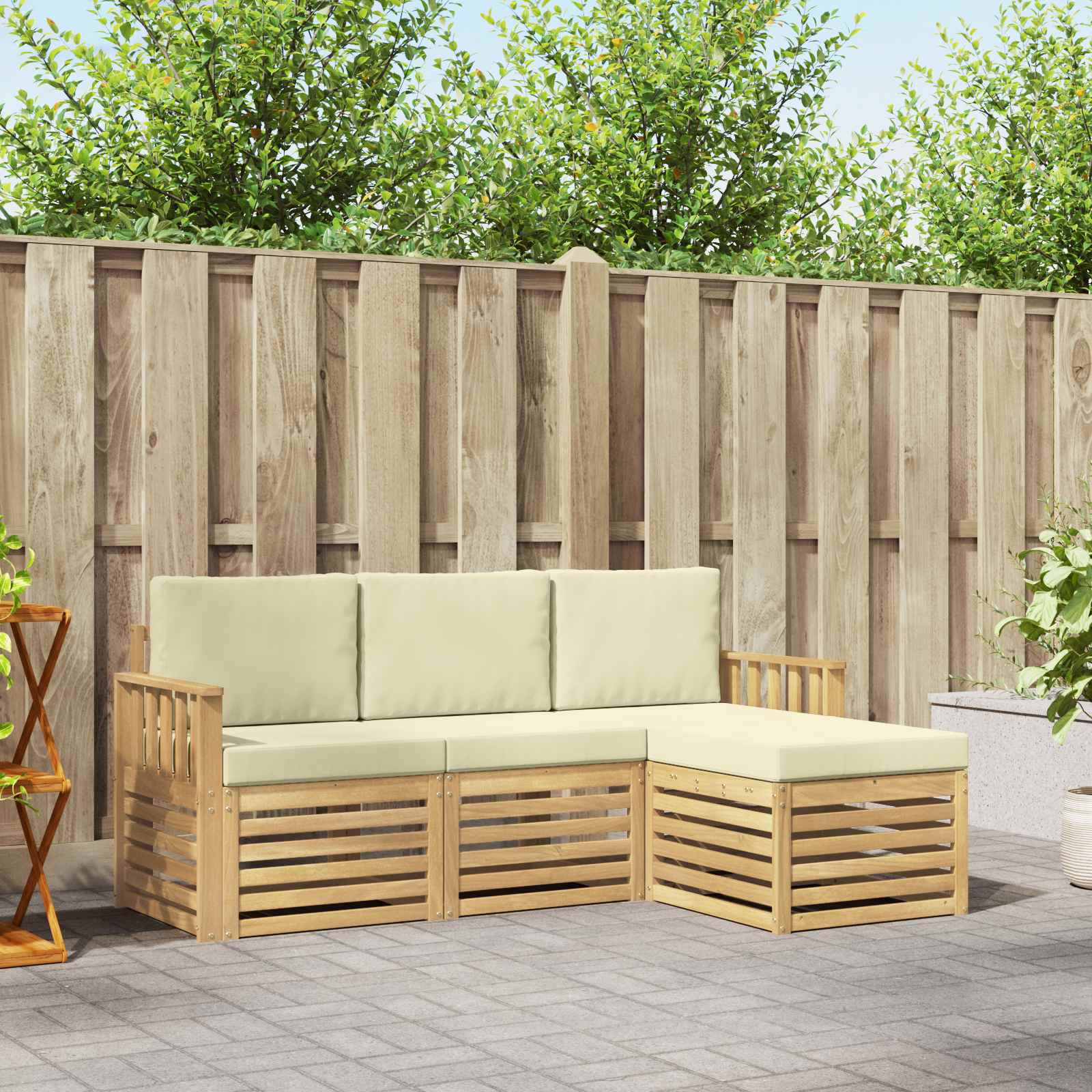 Outdoor-Sofagarnitur 4 pcs Weiß und Creme 189,5 x 122,5 x 73 cm