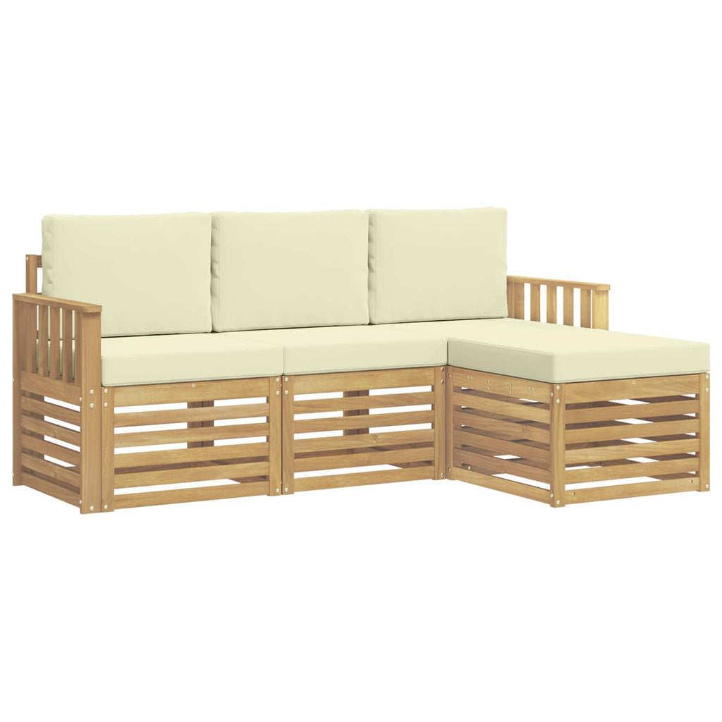Outdoor-Sofagarnitur 4 pcs Weiß und Creme 189,5 x 122,5 x 73 cm