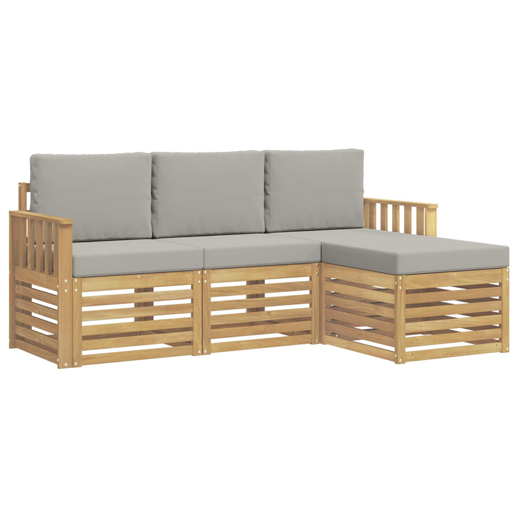 Outdoor-Sofagarnitur 4 pcs Weiß und Hellgrau