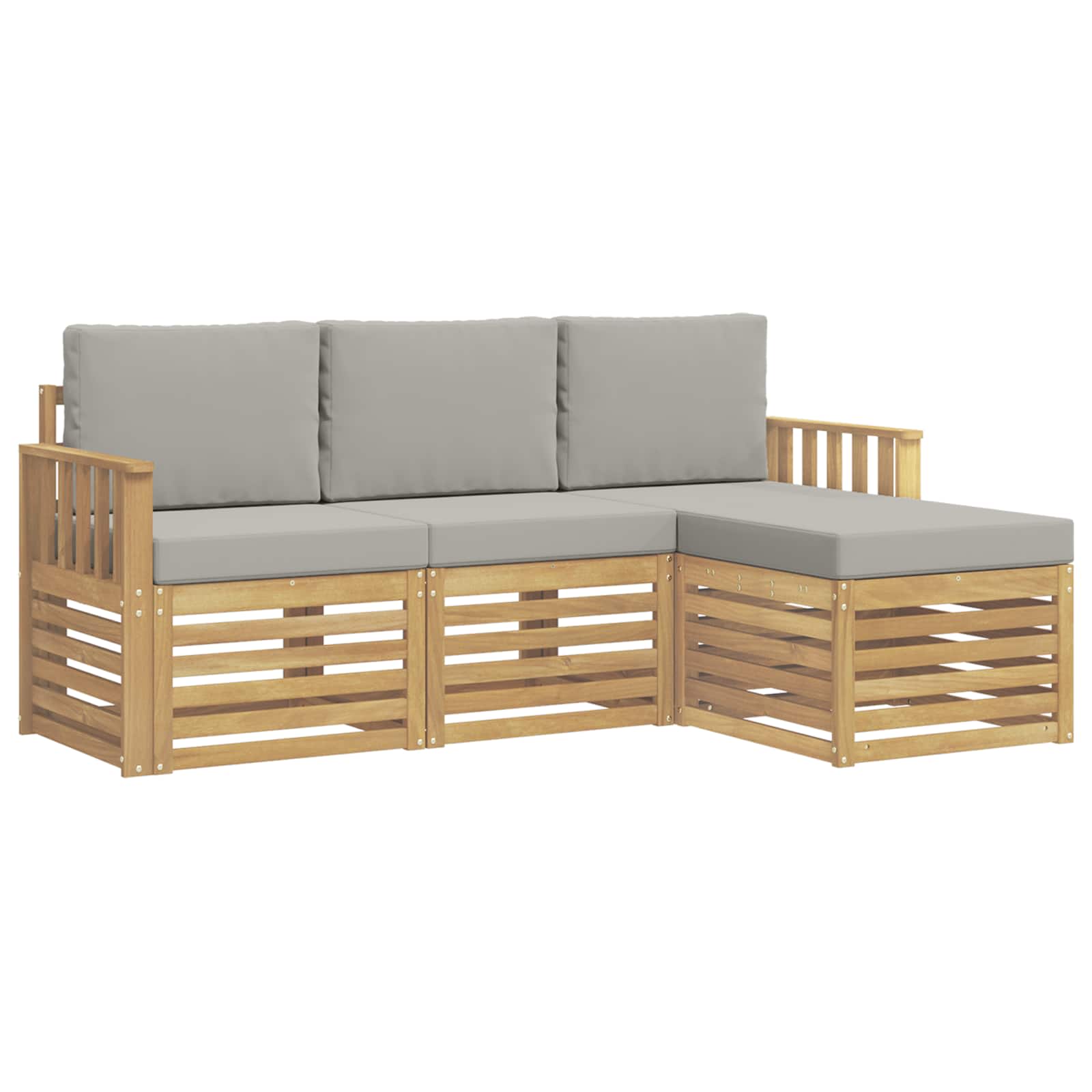 Outdoor-Sofagarnitur 4 pcs Weiß und Hellgrau