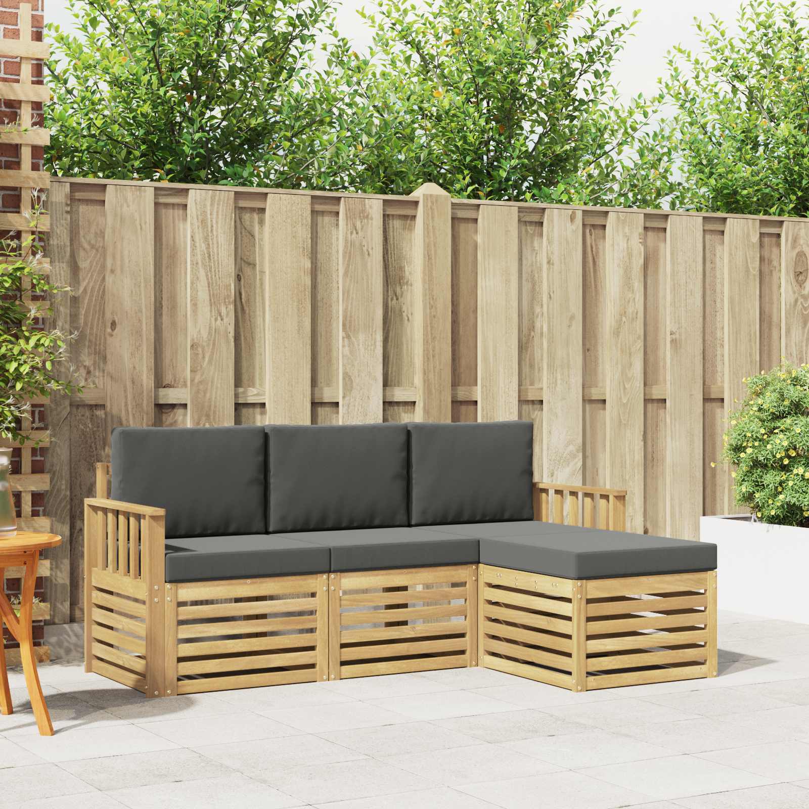 Outdoor-Sofagarnitur 4 pcs Weiß und Anthrazit