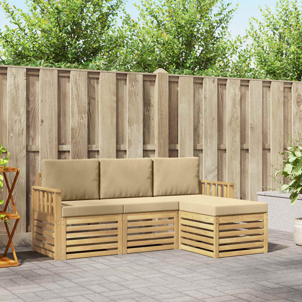 Outdoor-Sofagarnitur 4 pcs Weiß und Beige 189,5 x 122,5 x 73 cm