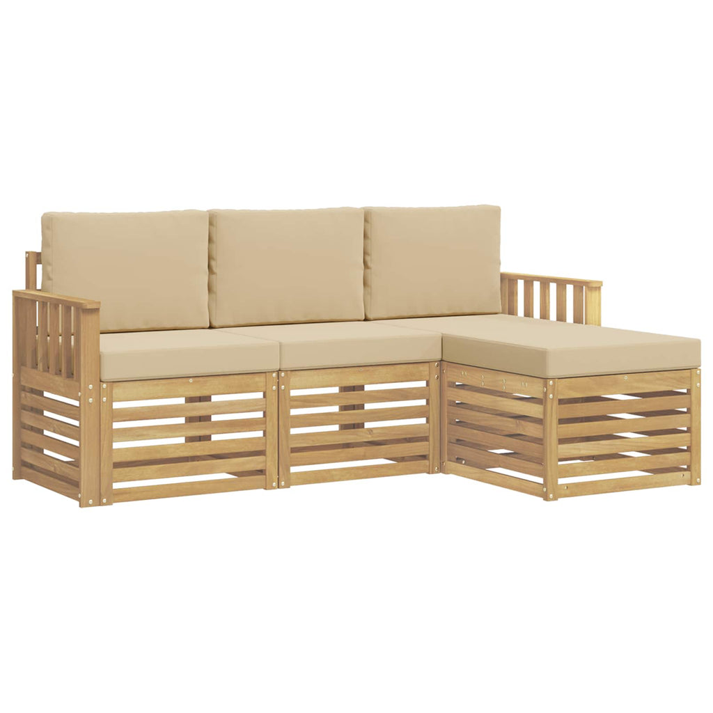 Outdoor-Sofagarnitur 4 pcs Weiß und Beige 189,5 x 122,5 x 73 cm