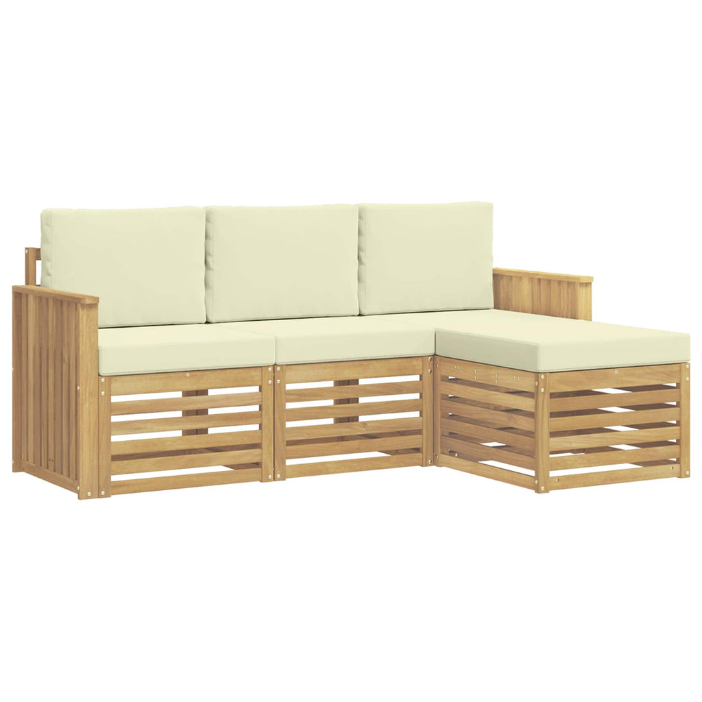 Outdoor-Sofagarnitur 4 pcs Weiß und Creme 189,5 x 122,5 x 73 cm