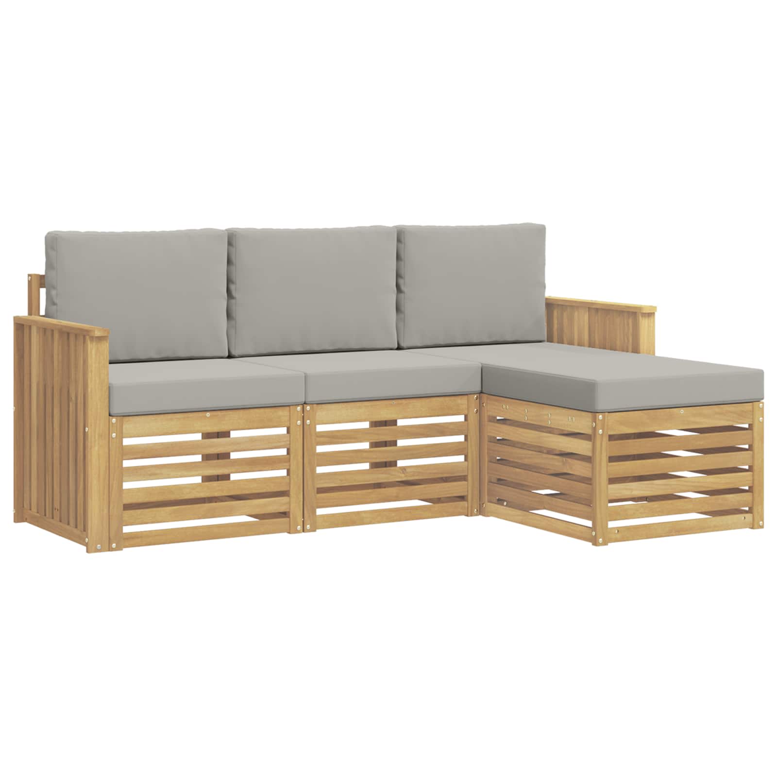 Outdoor-Sofagarnitur 4 pcs Weiß und Hellgrau