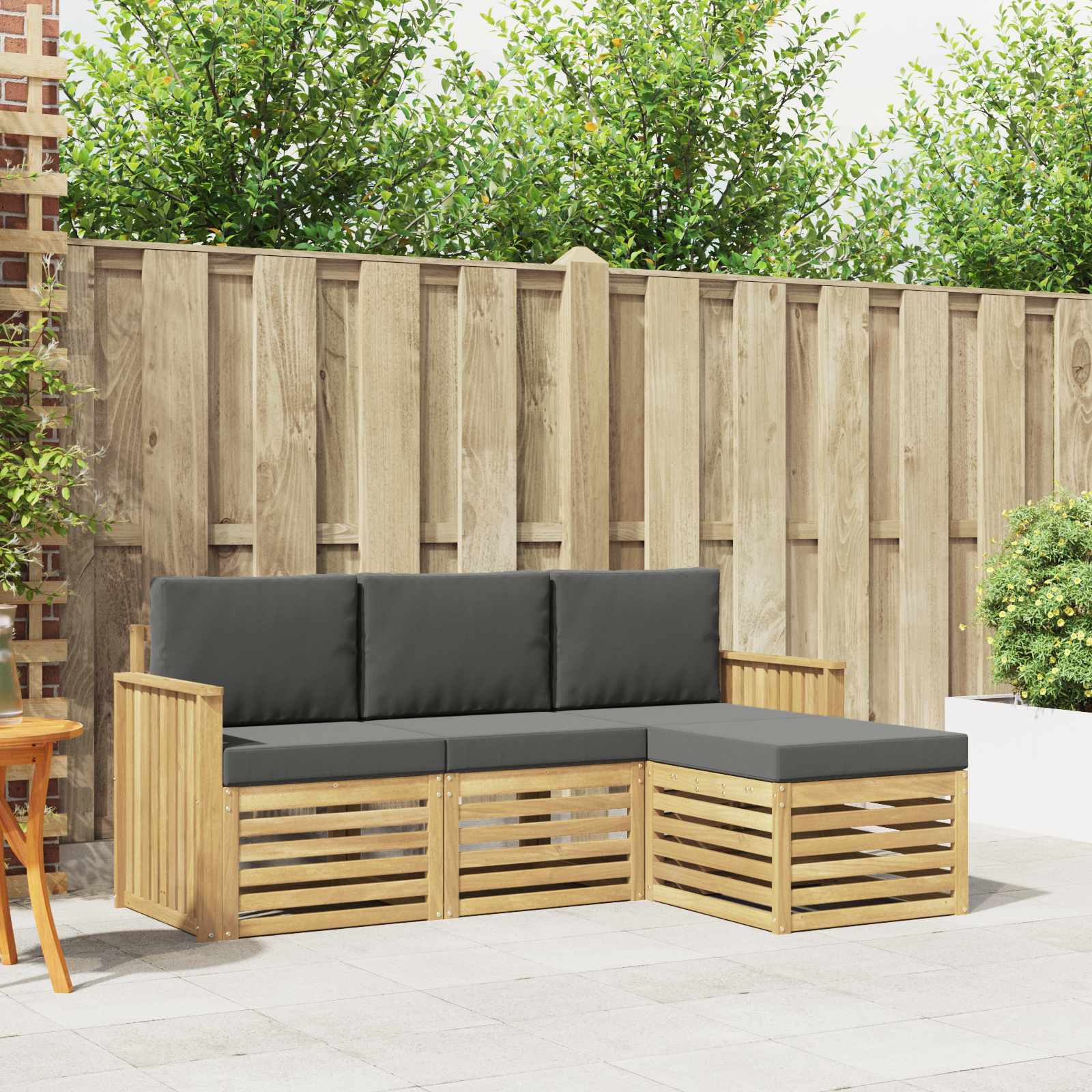 Outdoor-Sofagarnitur 4 pcs Weiß und Anthrazit