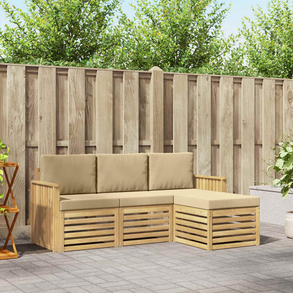 Outdoor-Sofagarnitur 4 pcs Weiß und Beige 189,5 x 122,5 x 73 cm