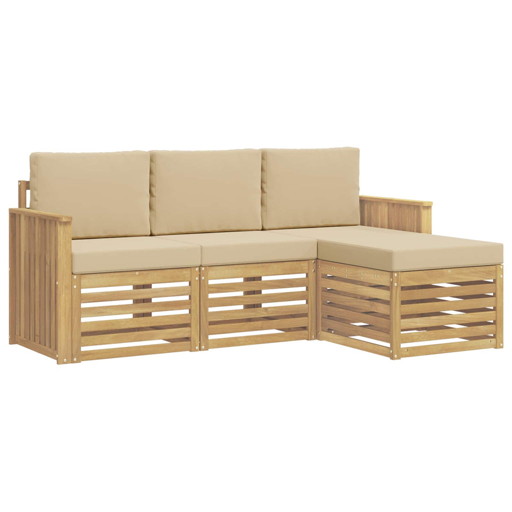 Outdoor-Sofagarnitur 4 pcs Weiß und Beige 189,5 x 122,5 x 73 cm