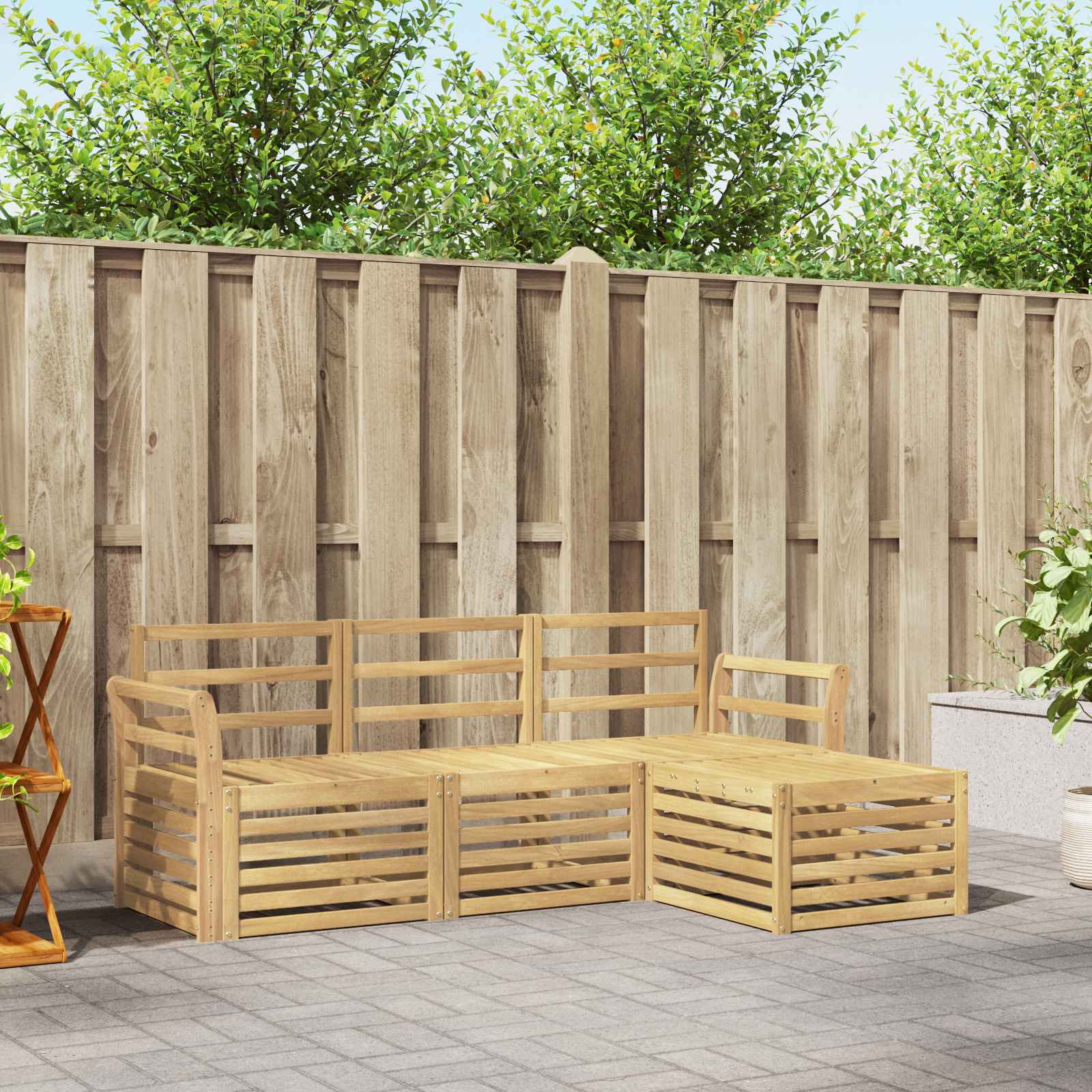 Outdoor-Sofagarnitur 4 pcs Weiß 193,5 x 122,5 x 73 cm