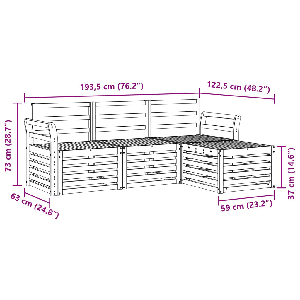 Outdoor-Sofagarnitur 4 pcs Weiß 193,5 x 122,5 x 73 cm
