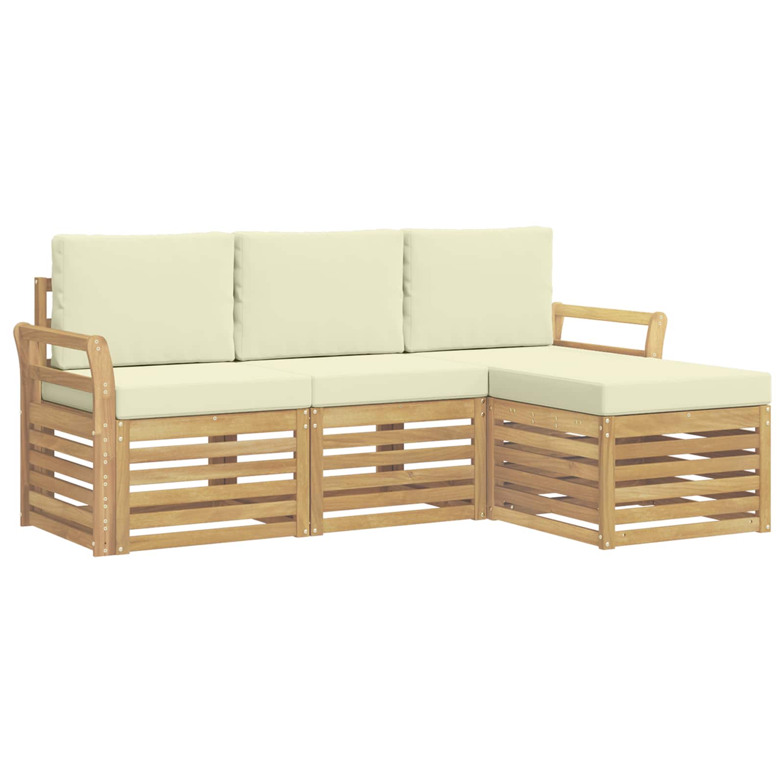 Outdoor-Sofagarnitur 4 pcs Weiß und Creme 193,5 x 122,5 x 73 cm