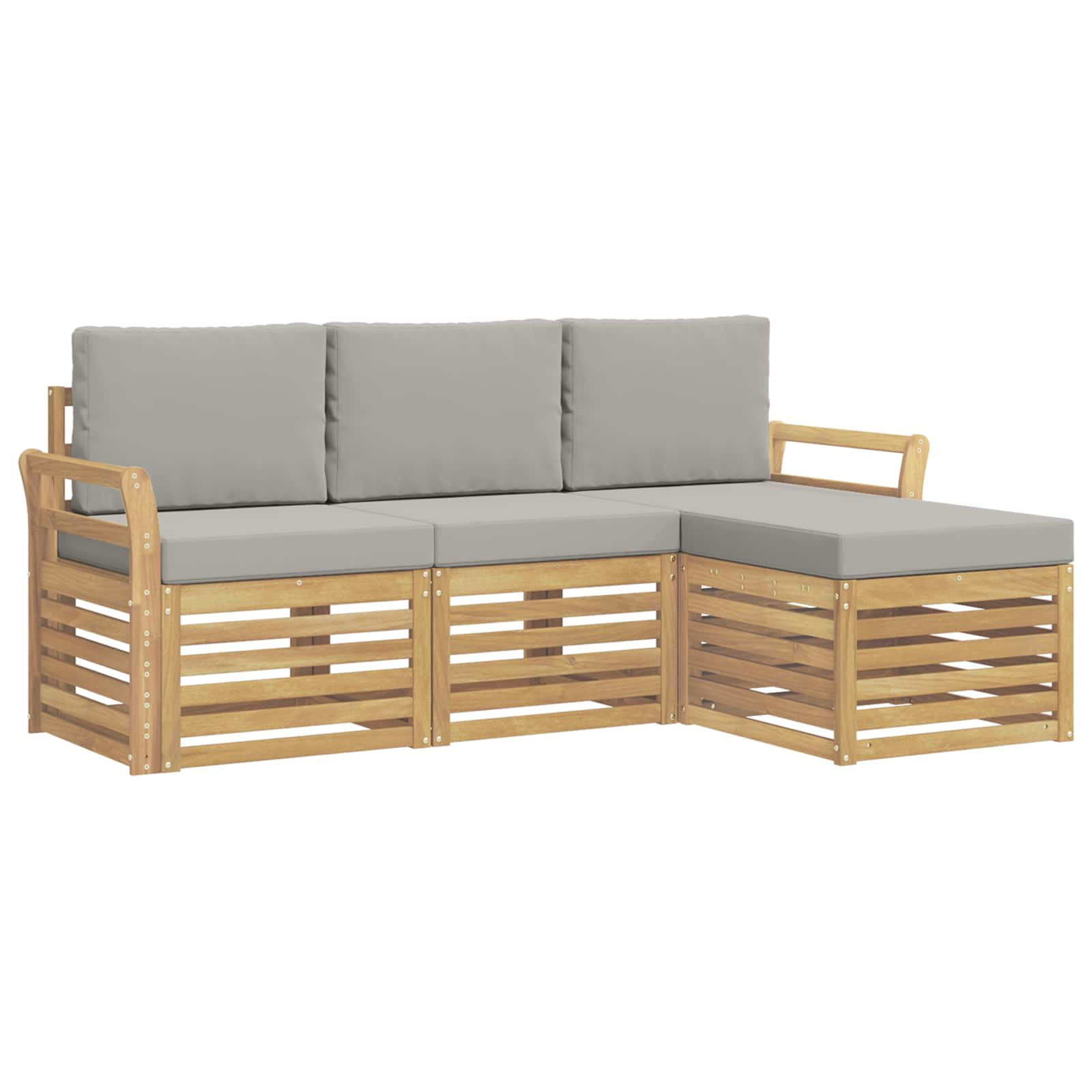 Outdoor-Sofagarnitur 4 pcs Weiß und Hellgrau