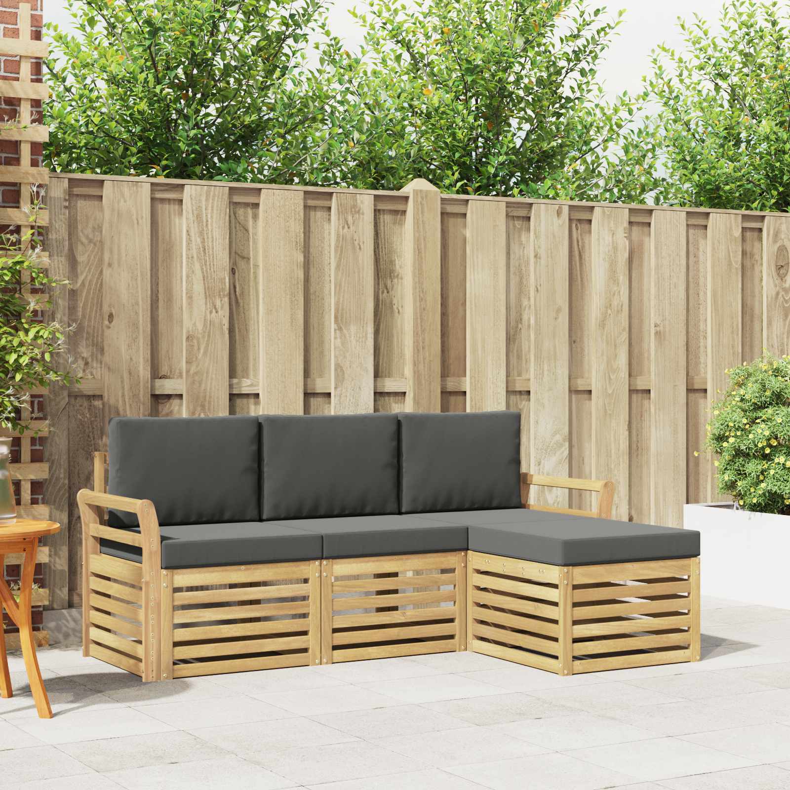 Outdoor-Sofagarnitur 4 pcs Weiß und Anthrazit