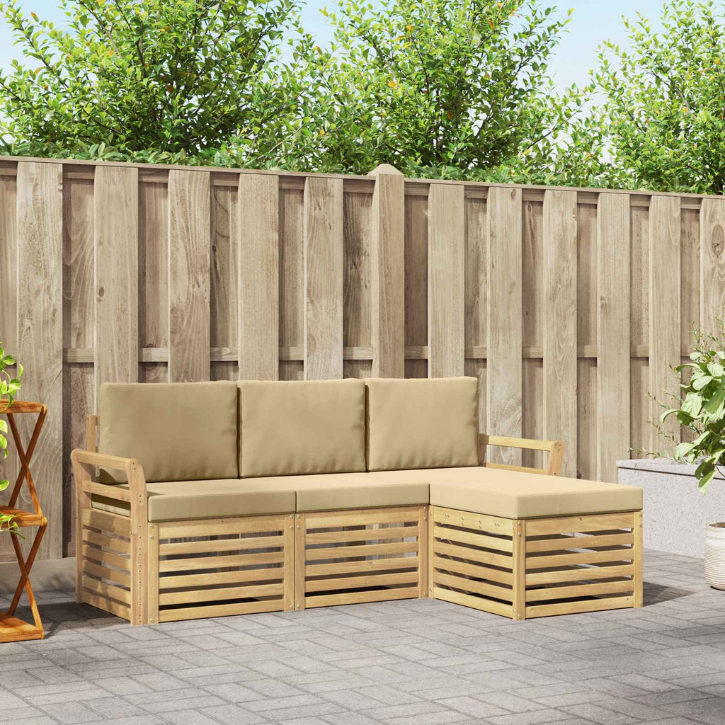 Outdoor-Sofagarnitur 4 pcs Weiß und Beige 193,5 x 122,5 x 73 cm