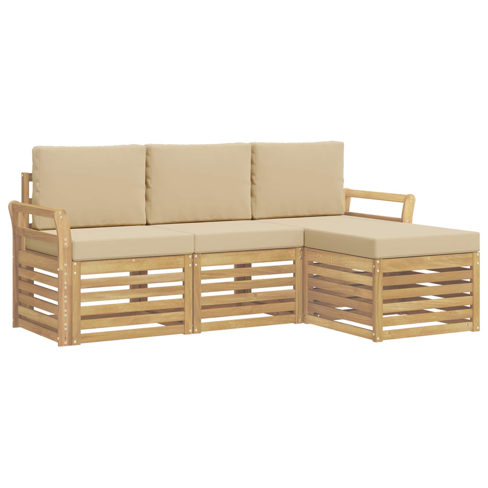 Outdoor-Sofagarnitur 4 pcs Weiß und Beige 193,5 x 122,5 x 73 cm
