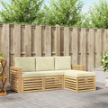 Outdoor-Sofagarnitur 4 pcs Weiß und Creme 197,5 x 122,5 x 73 cm