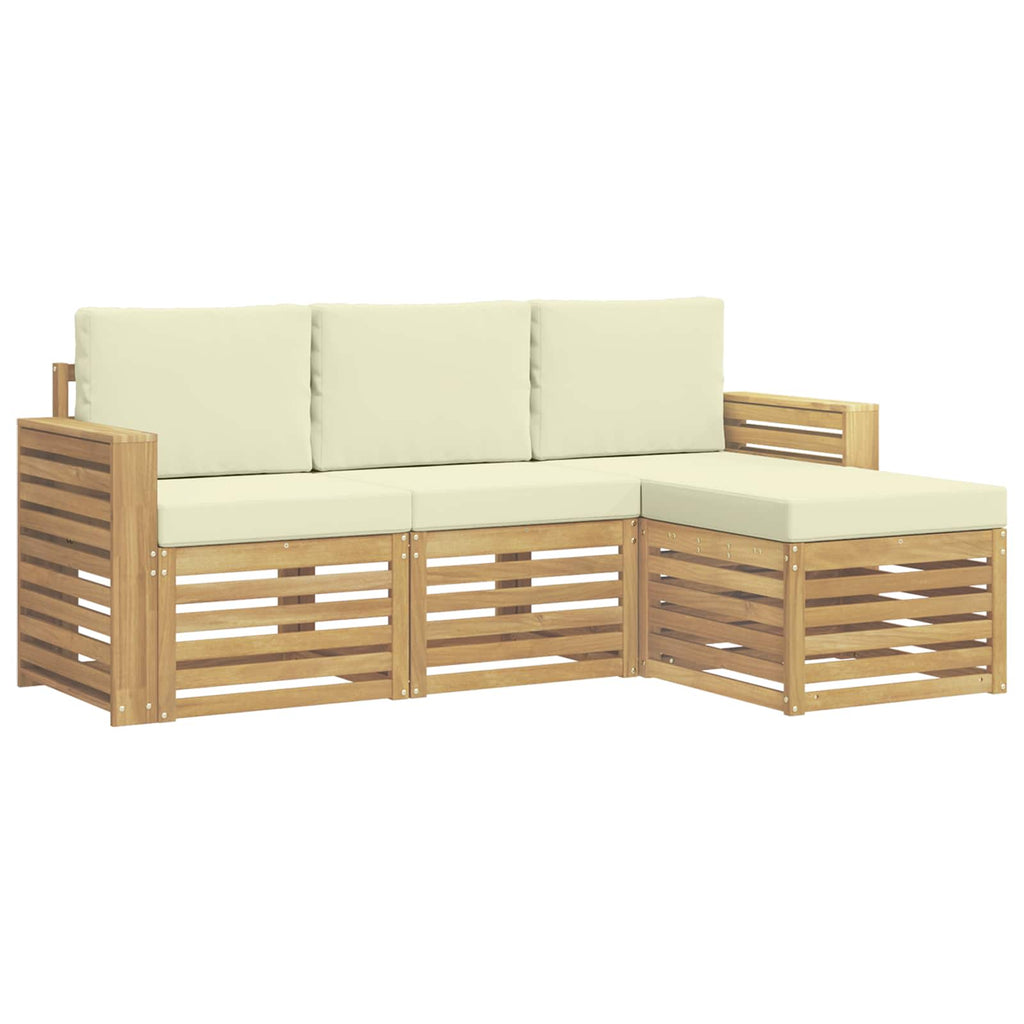 Outdoor-Sofagarnitur 4 pcs Weiß und Creme 197,5 x 122,5 x 73 cm