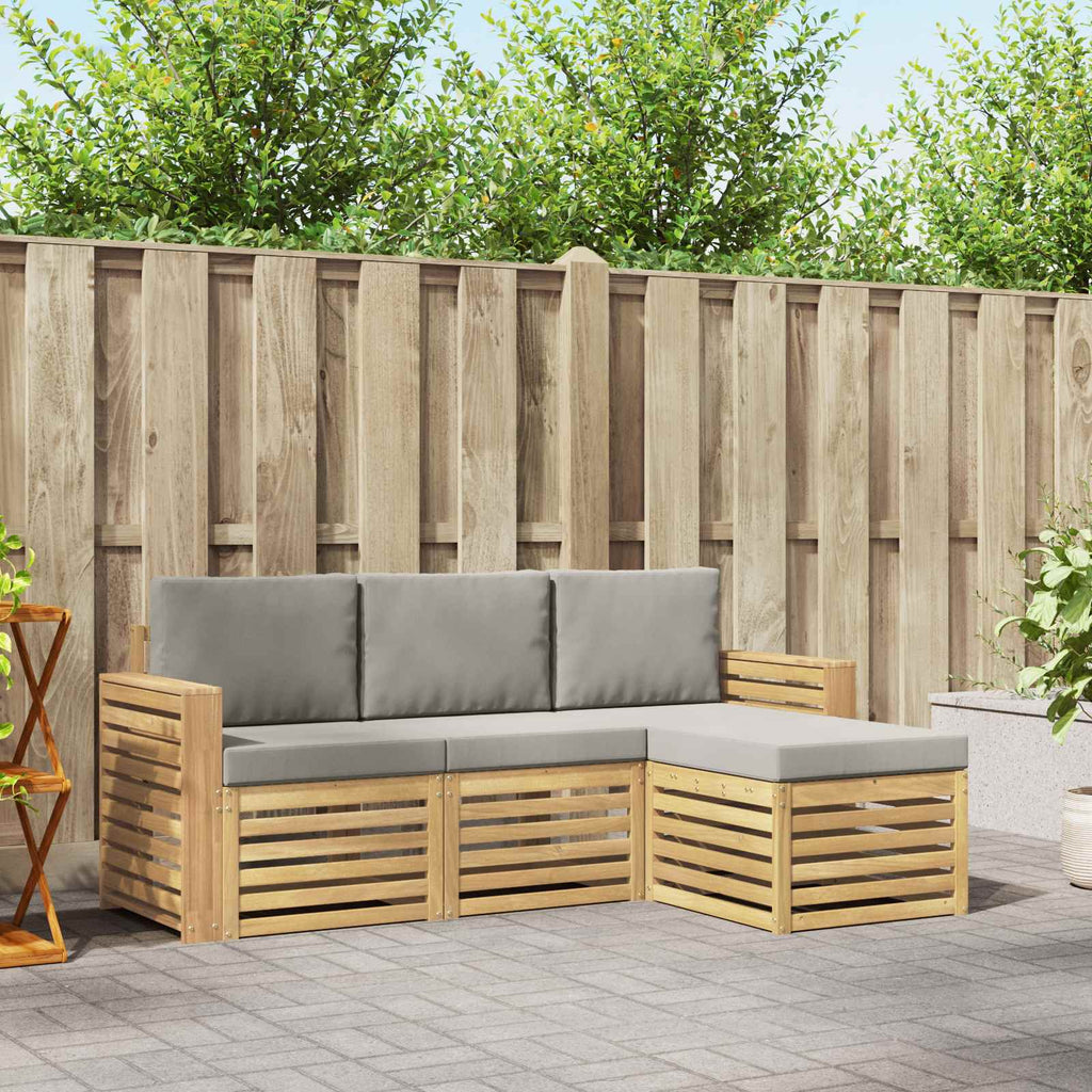 Outdoor-Sofagarnitur 4 pcs Weiß und Hellgrau