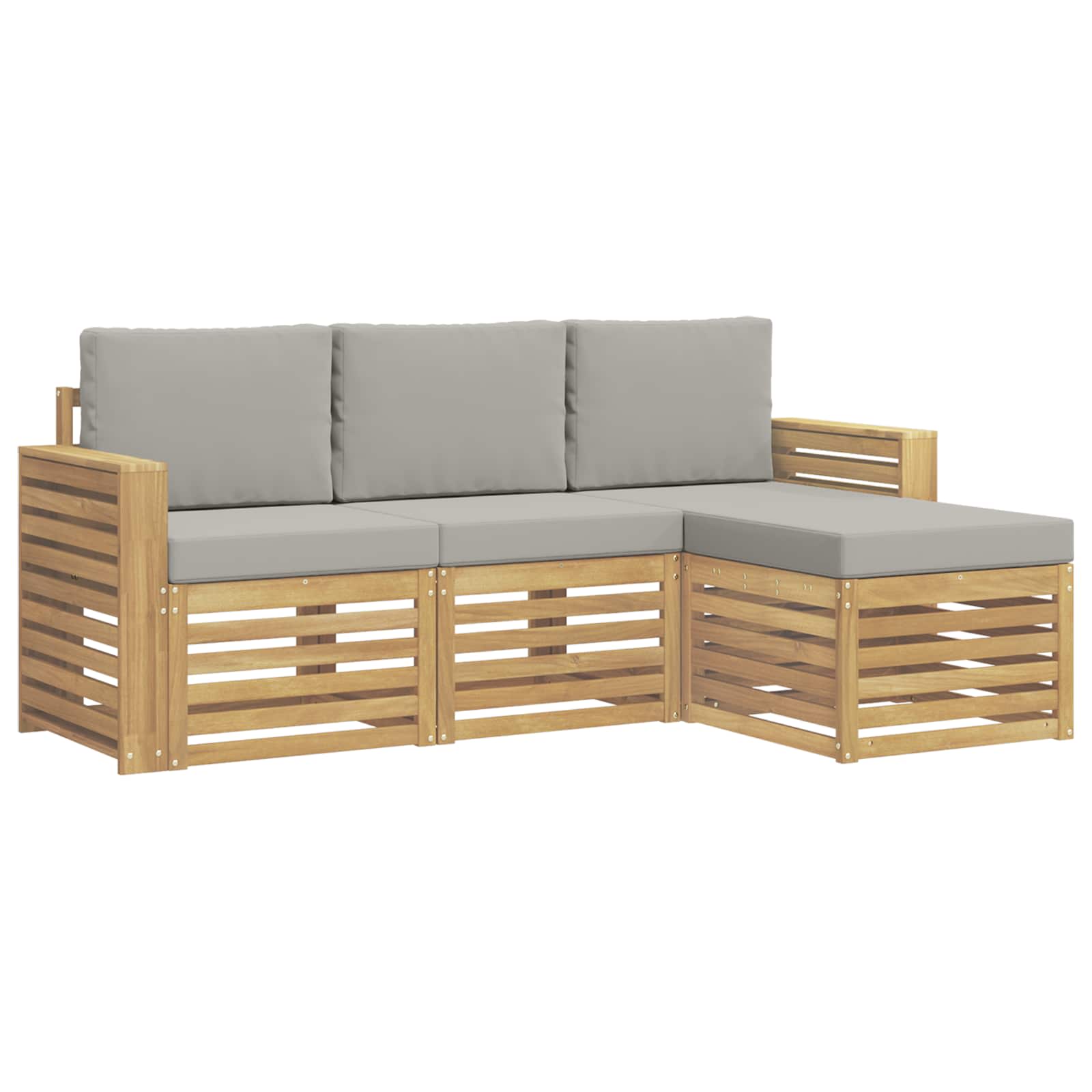 Outdoor-Sofagarnitur 4 pcs Weiß und Hellgrau