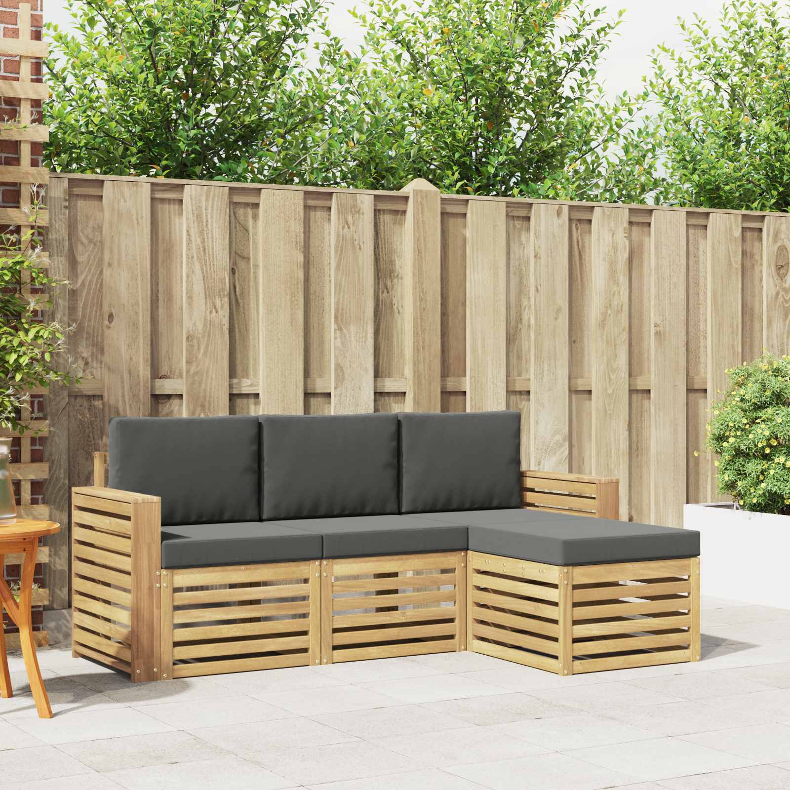 Outdoor-Sofagarnitur 4 pcs Weiß und Anthrazit