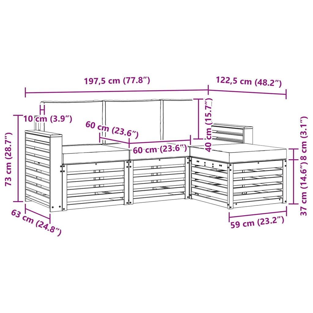 Outdoor-Sofagarnitur 4 pcs Weiß und Anthrazit