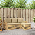 Outdoor-Sofagarnitur 4 pcs Weiß und Beige 197,5 x 122,5 x 73 cm