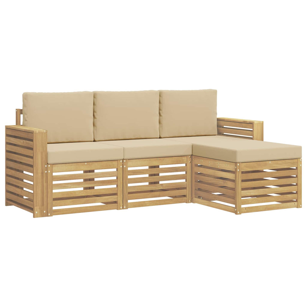Outdoor-Sofagarnitur 4 pcs Weiß und Beige 197,5 x 122,5 x 73 cm