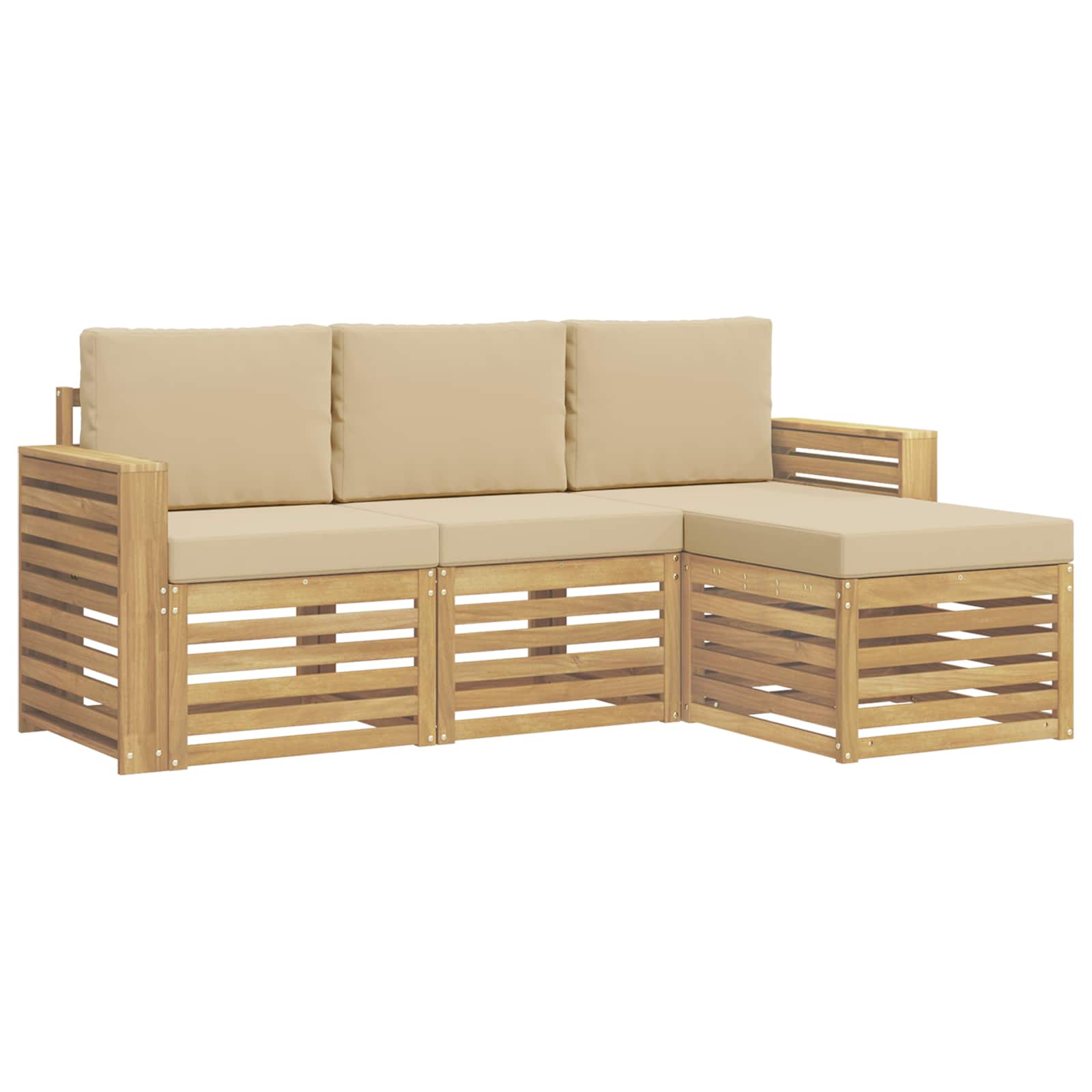 Outdoor-Sofagarnitur 4 pcs Weiß und Beige 197,5 x 122,5 x 73 cm