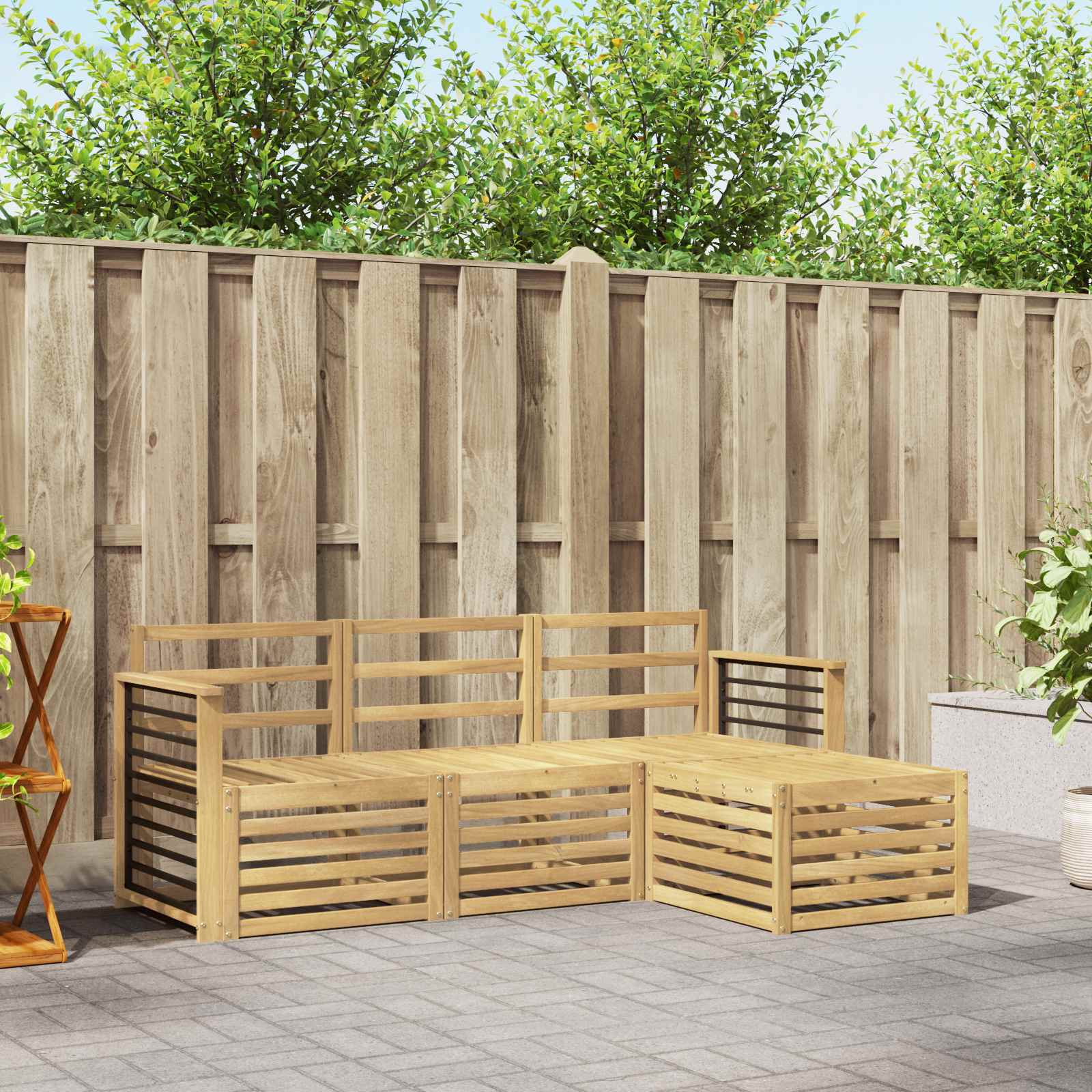 Outdoor-Sofagarnitur 4 pcs Weiß Massivholz Akazie